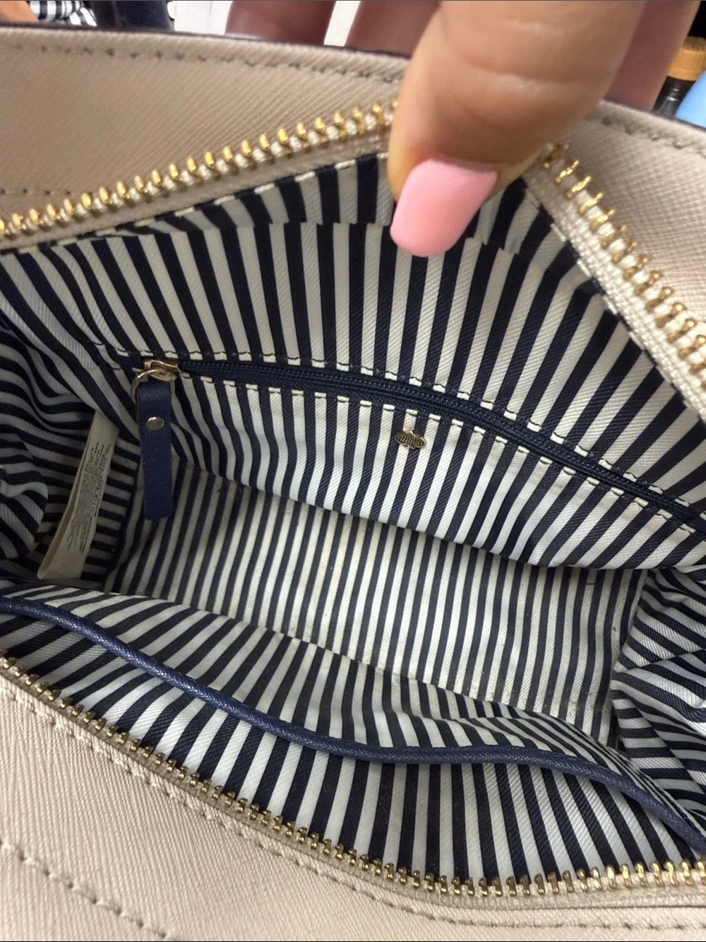 kate spade Lavender and Navy Two-Tone Structured Satchel